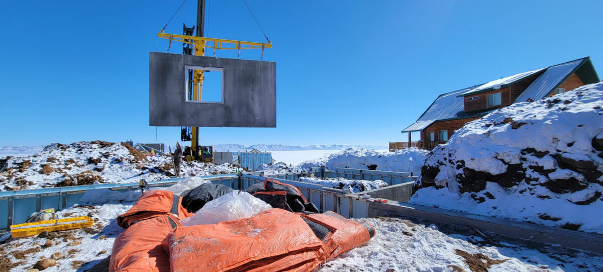 installing precast concrete walls near Bear Lake in Idaho